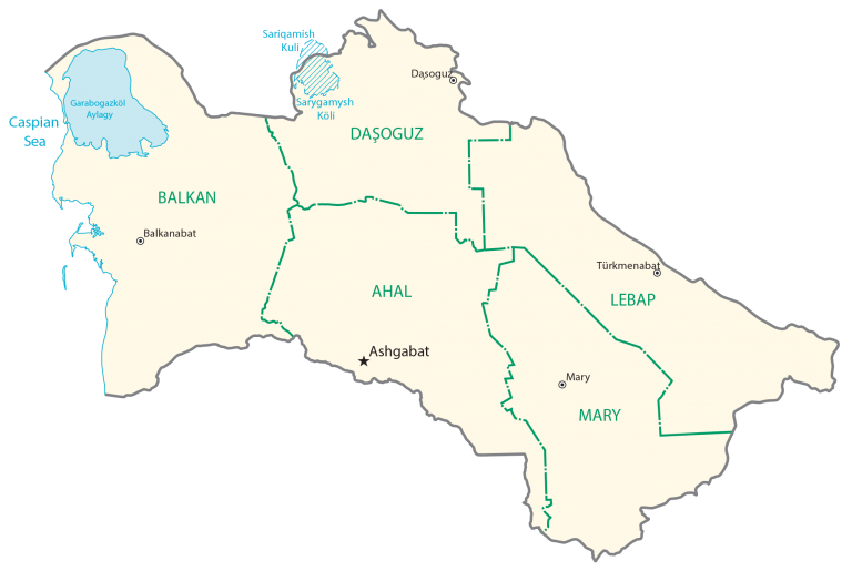 Turkmenistan Provincial Map