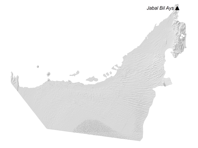 United Arab Emirates Elevation Map