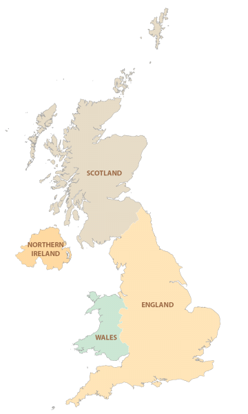 United Kingdom Countries Map