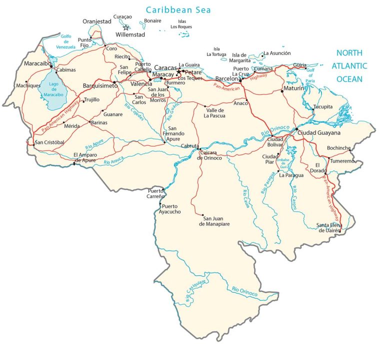 Map of Venezuela - Cities and Roads - GIS Geography