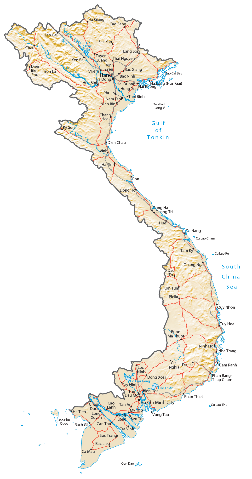 Vietnam Physical Map