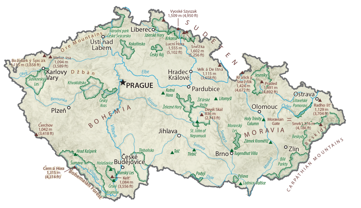 捷克共和国物理地图