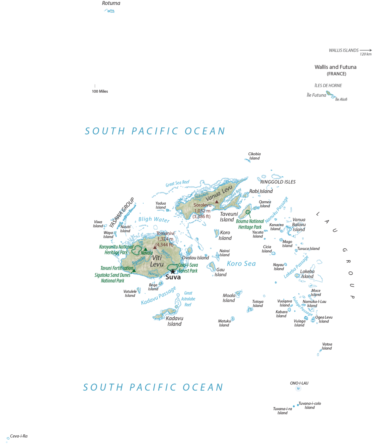 Fiji Physical Map