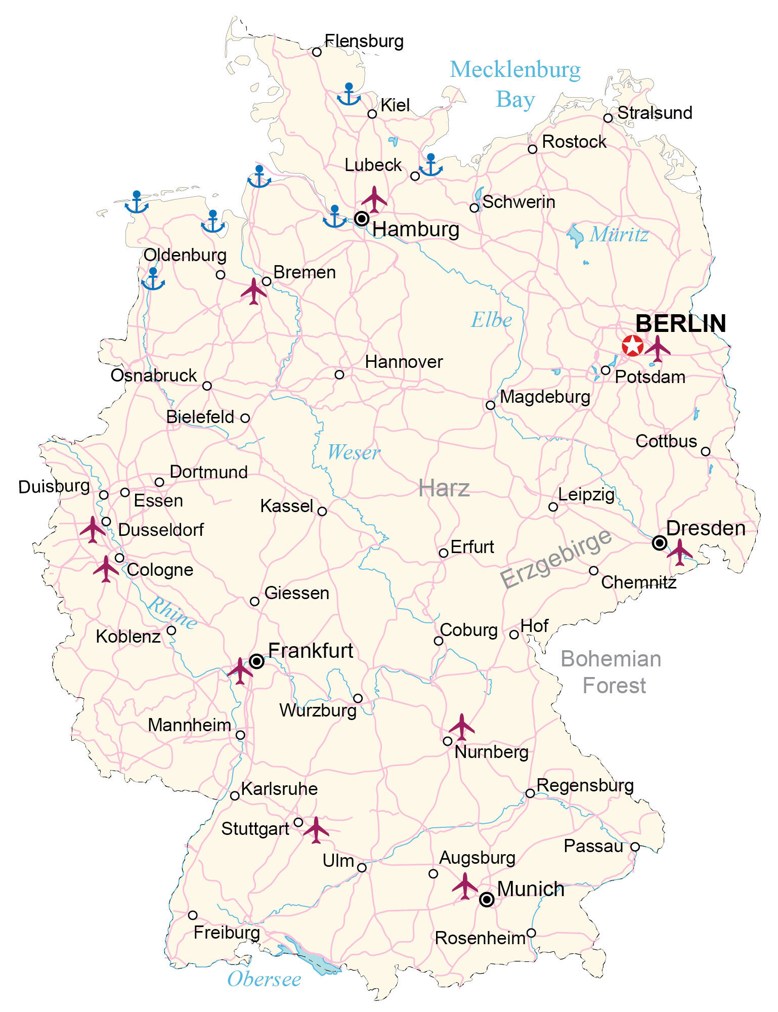 Map Of Major Cities In Germany - Issie Leticia