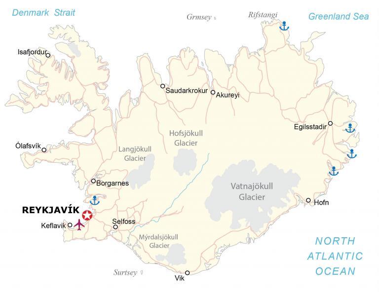 Map of Iceland - Cities and Roads - GIS Geography