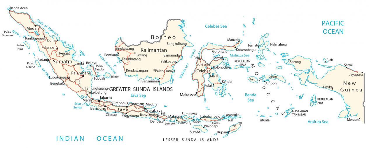 Indonesia Map - Cities and Roads - GIS Geography