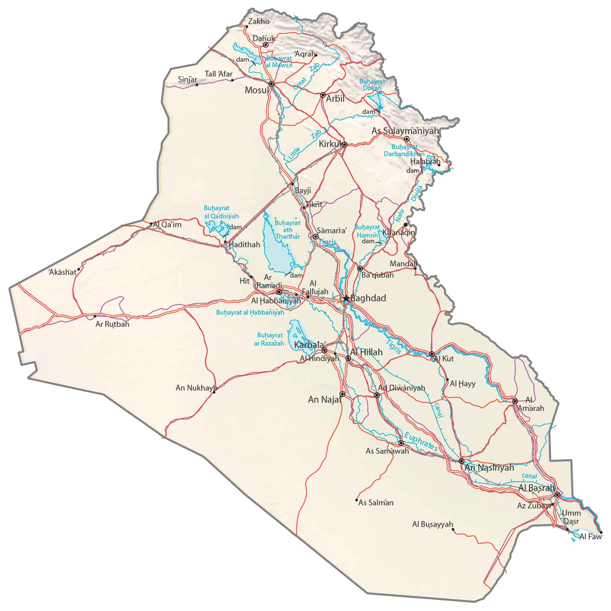 Iraq Physical Map