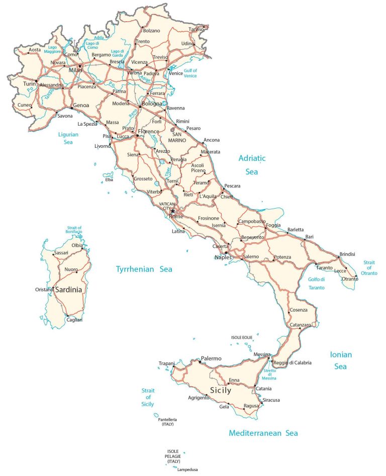 Map of Italy - Cities and Roads - GIS Geography