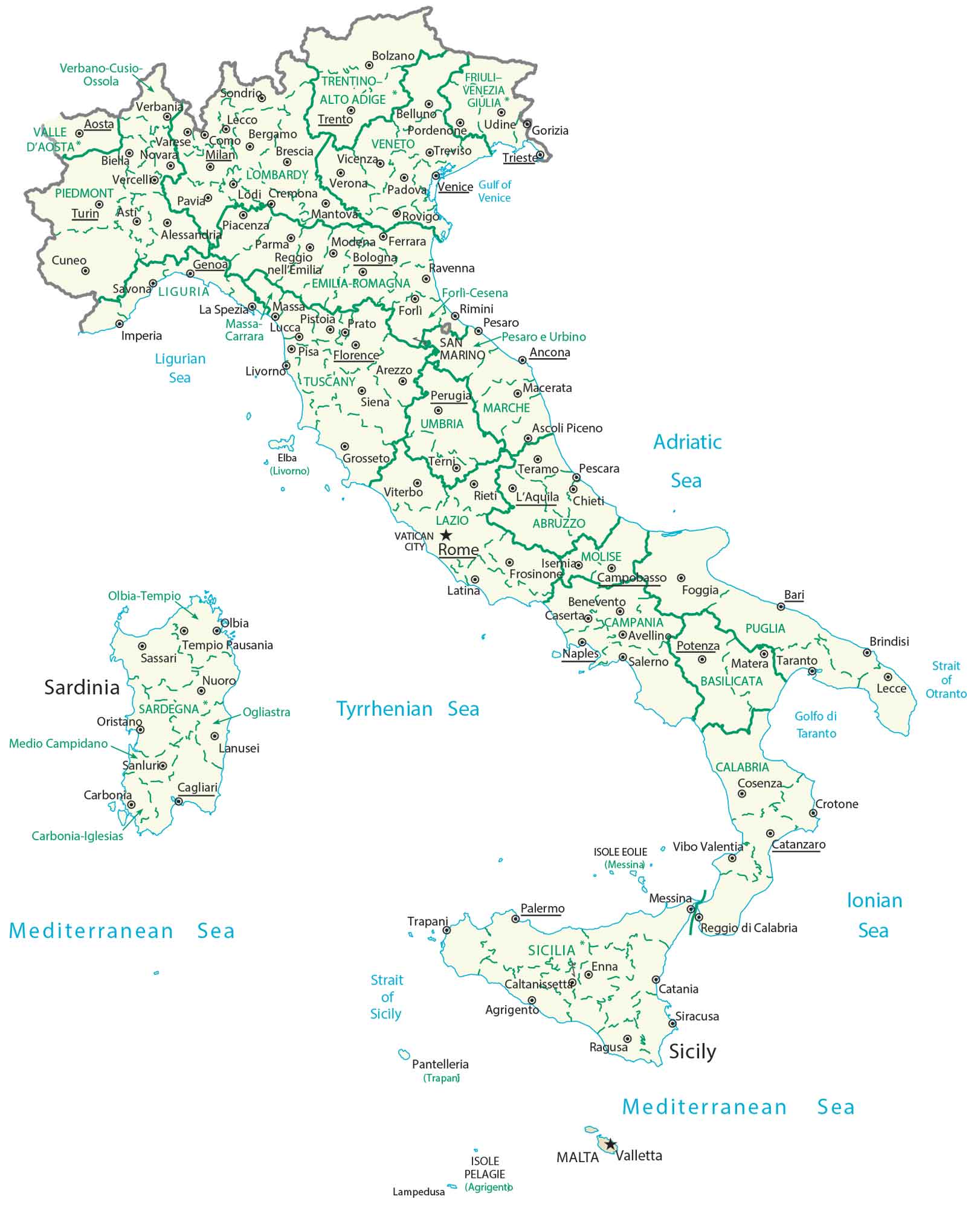 Italy Provinces Regions Map