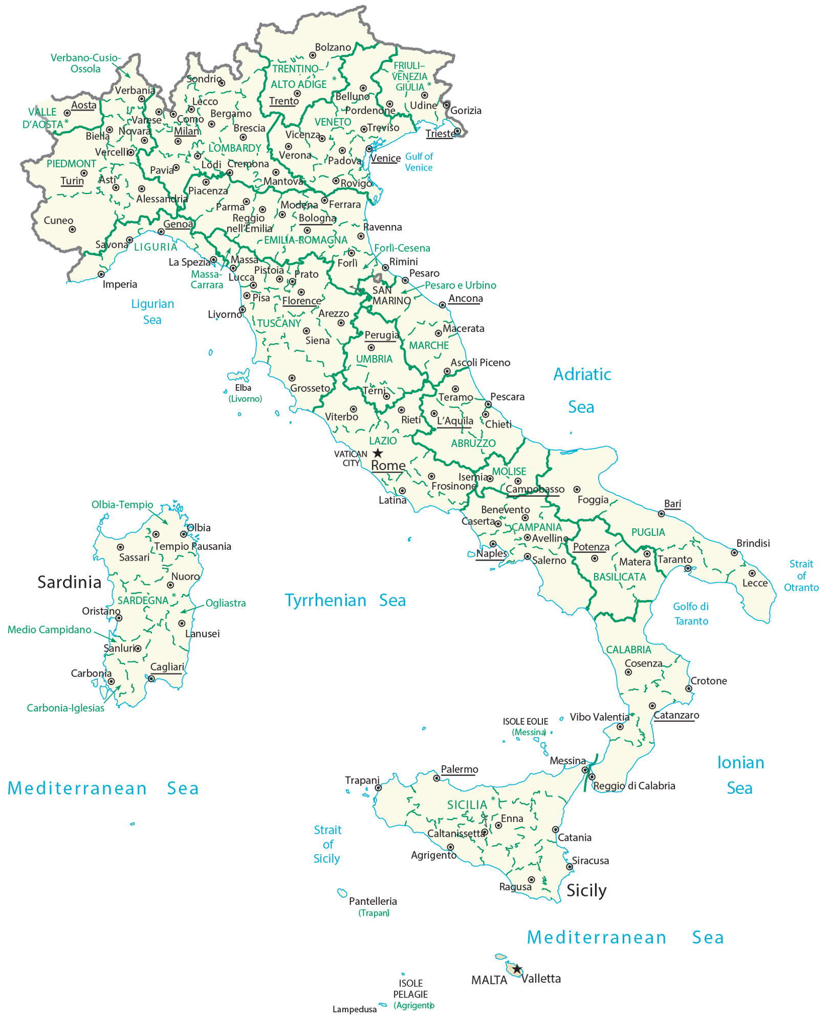 Italy Provinces Regions Map