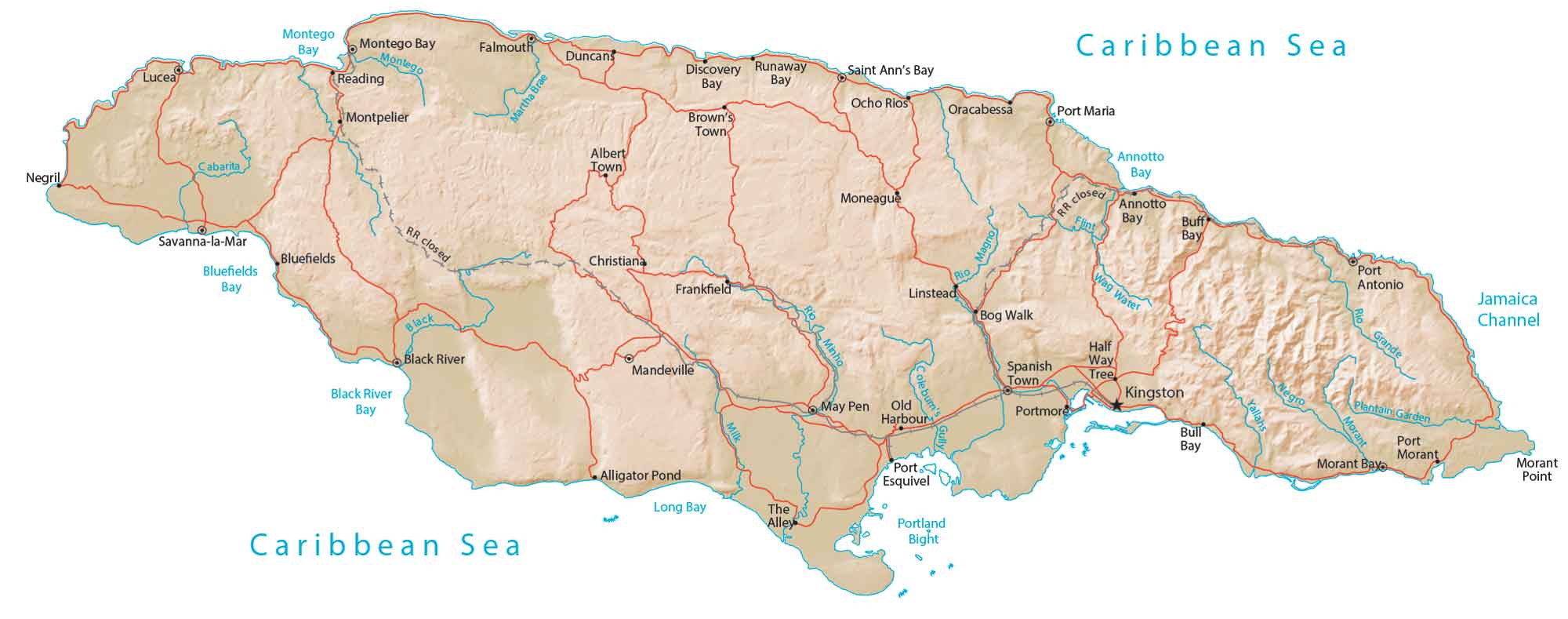Jamaica Physical Map