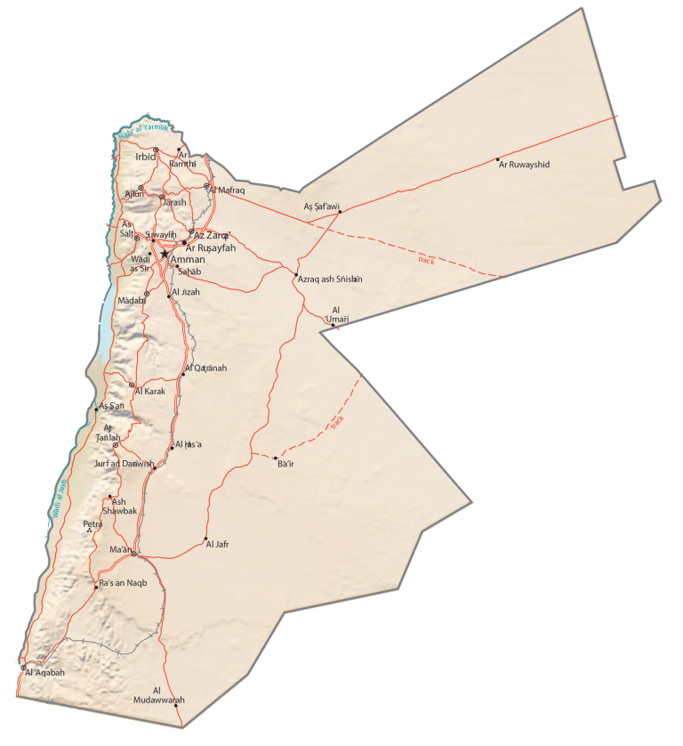 Jordan Physical Map