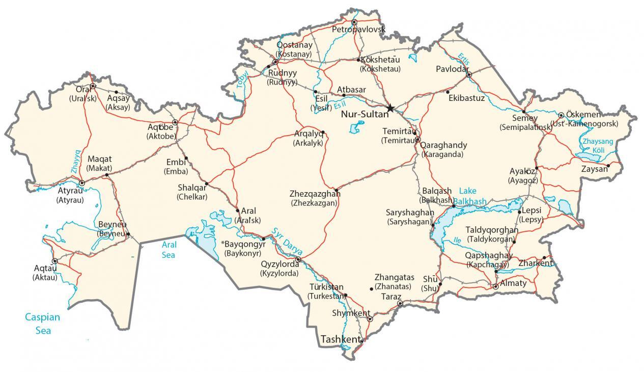 哈萨克斯坦地图