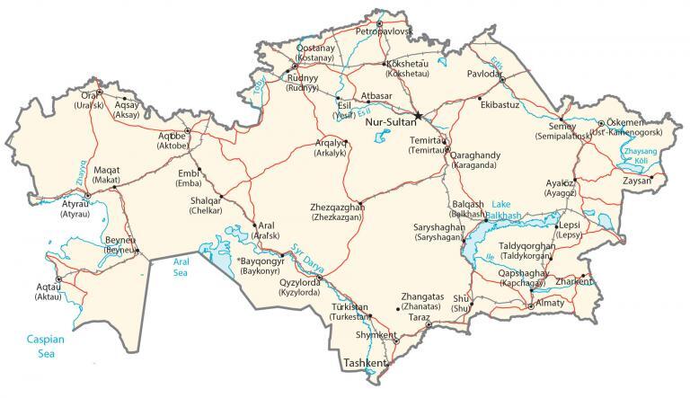 Kazakhstan Map and Satellite Image