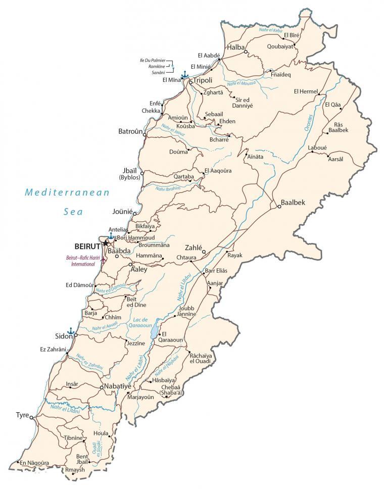Lebanon Map – Cities and Roads