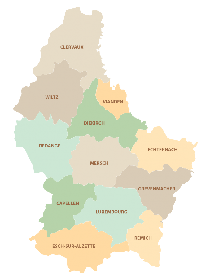 Luxembourg Cantons Map