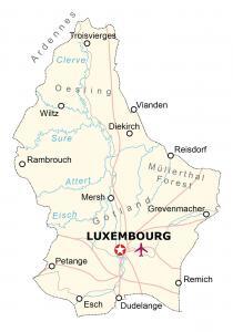 Map of Luxembourg – Places and Roads