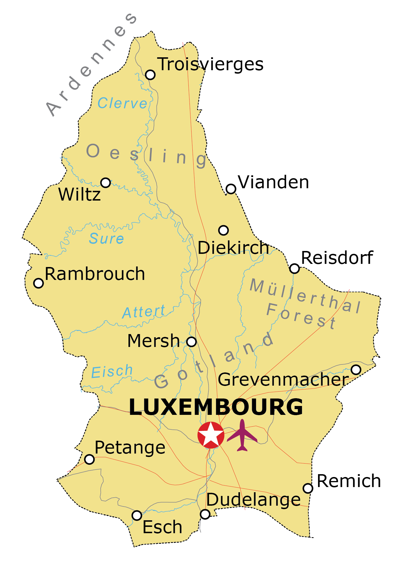 Luxemburgo Mapa Capital Luxemburgo Rotas Mapa | My XXX Hot Girl