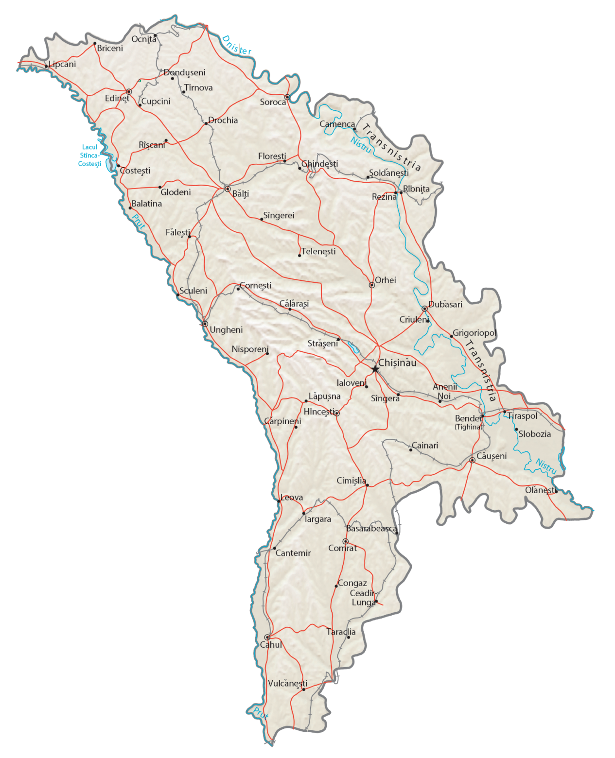Moldova Physical Map
