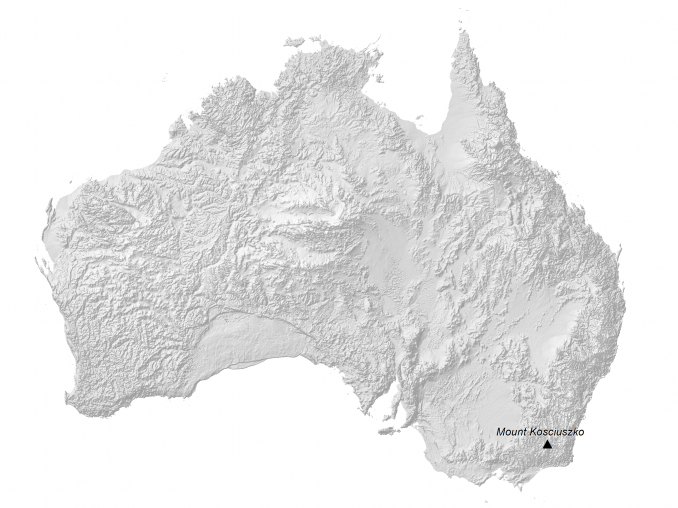 Australia Hillshade Map