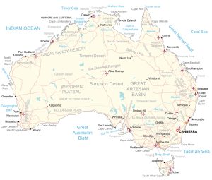 Map of Australia – Cities and Roads