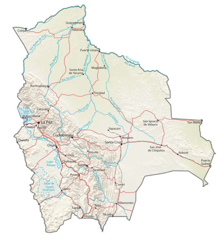 Bolivia Physical Map