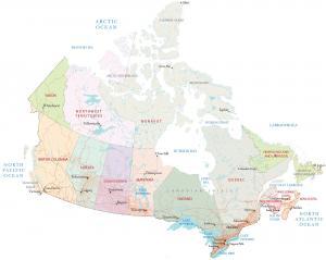 Map of Canada – Cities and Roads