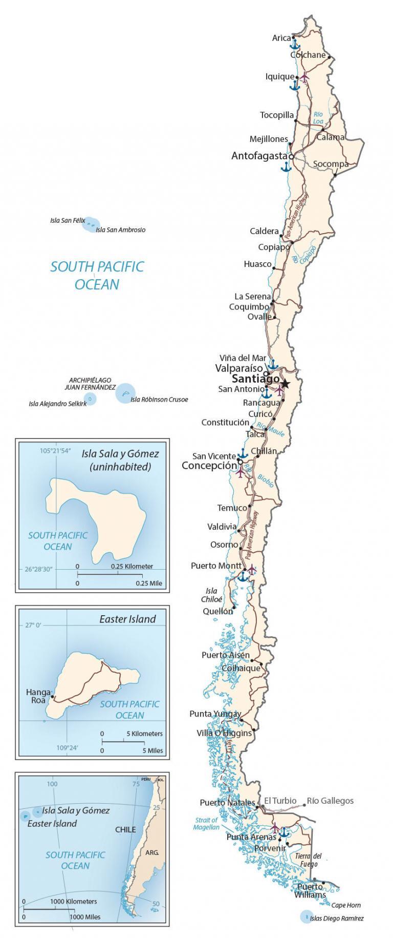 Map of Chile and Satellite Imagery