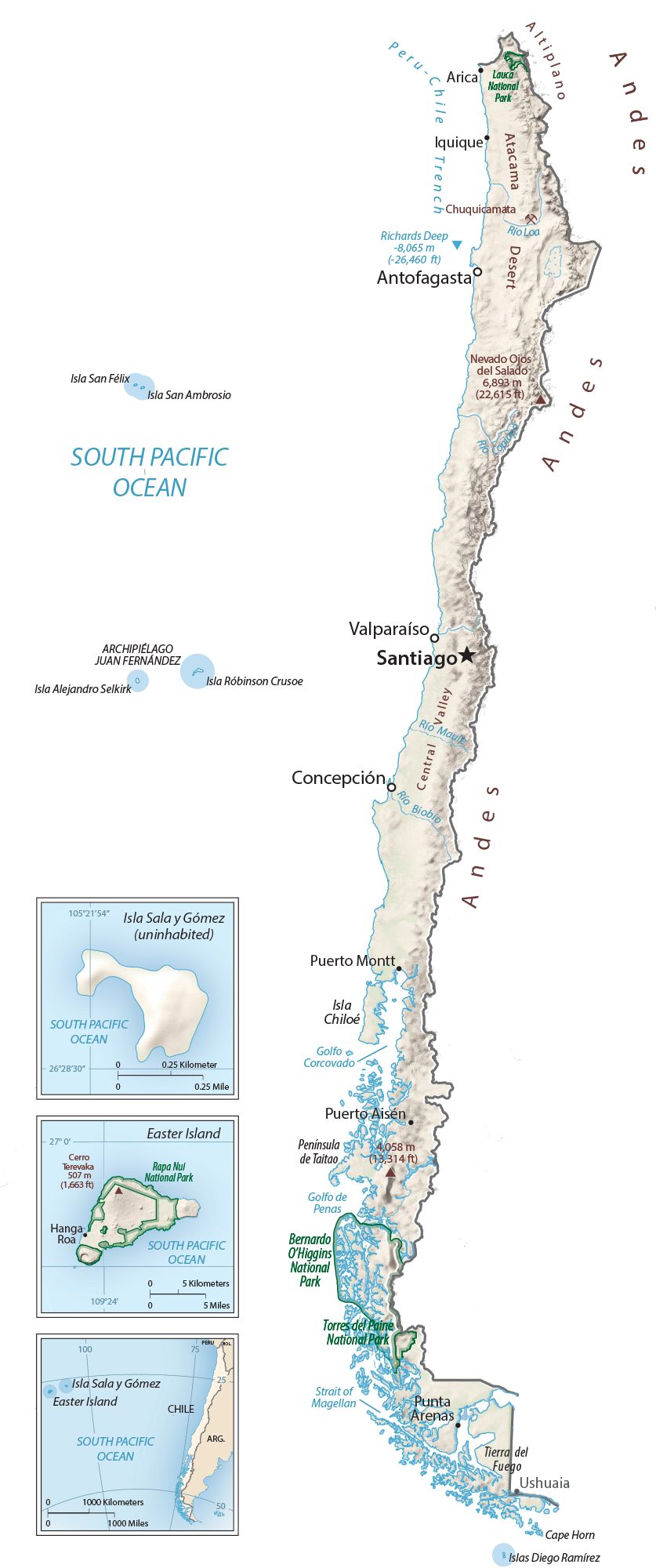 智利物理地图