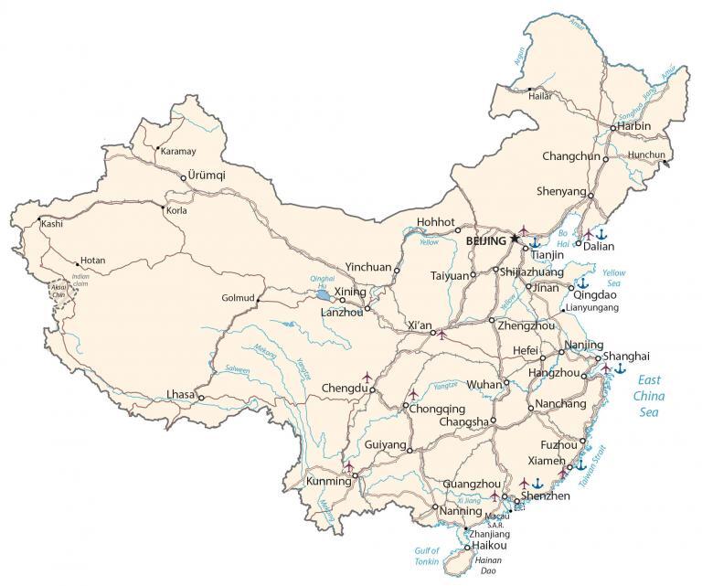 China Map – Cities and Roads