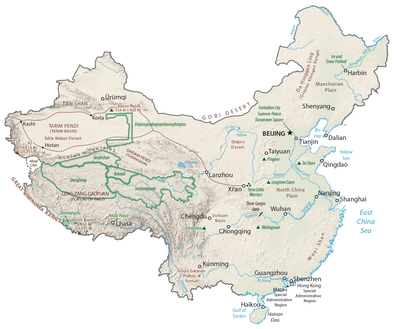 China Physical Map