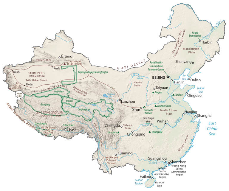 China Physical Map