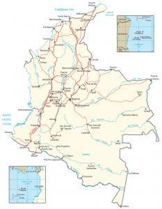 Map of Colombia – Cities and Roads