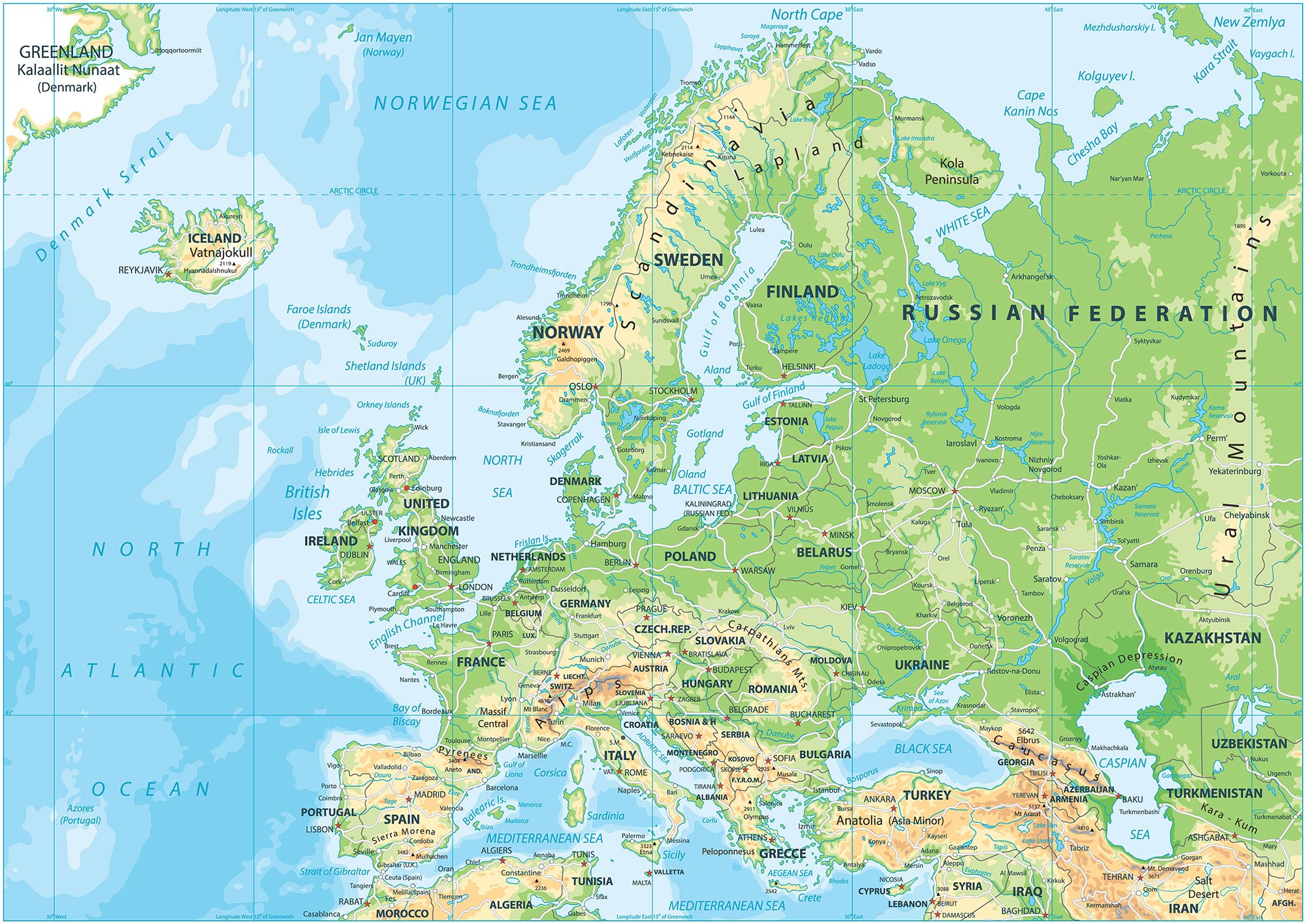 Europe Map Of Physical Features - Emilia Natividad