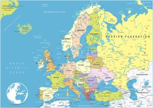 Map of Europe (Countries and Cities)