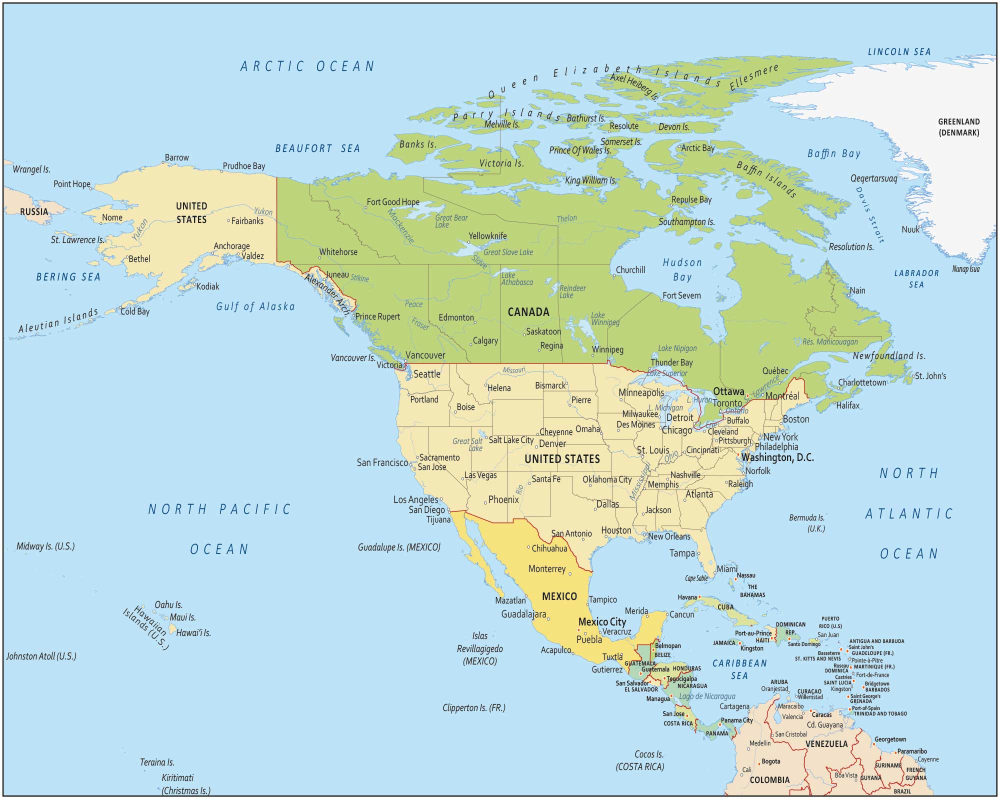 North America Map - Countries and Cities - GIS Geography