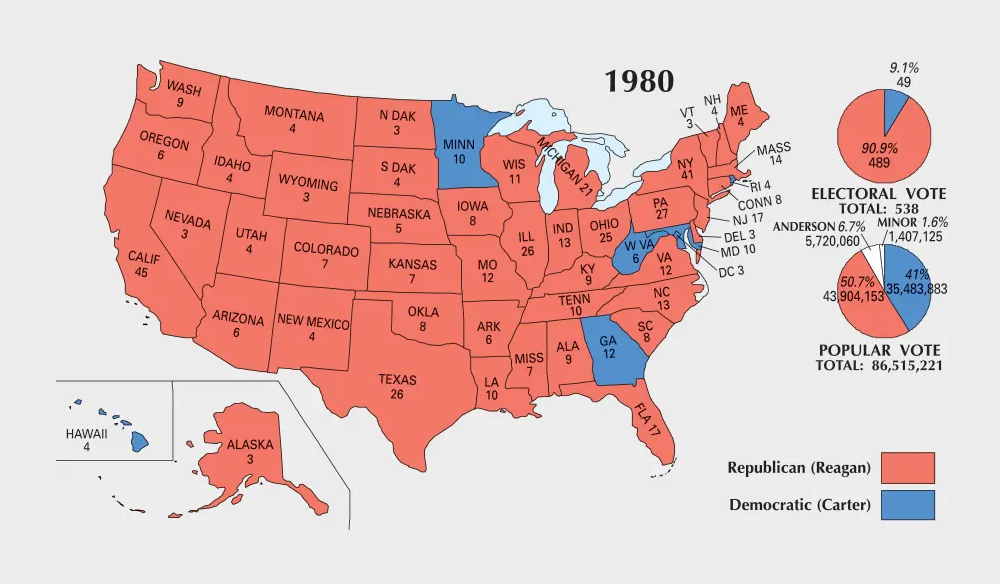 Ronald Reagan Vs Jimmy Carter Election Map