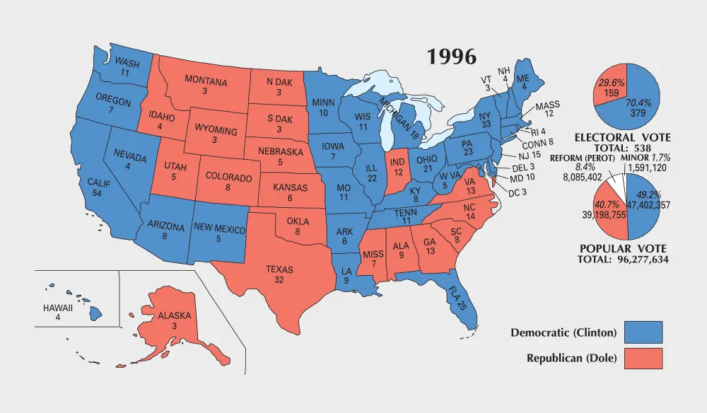 1996 Election Results Map