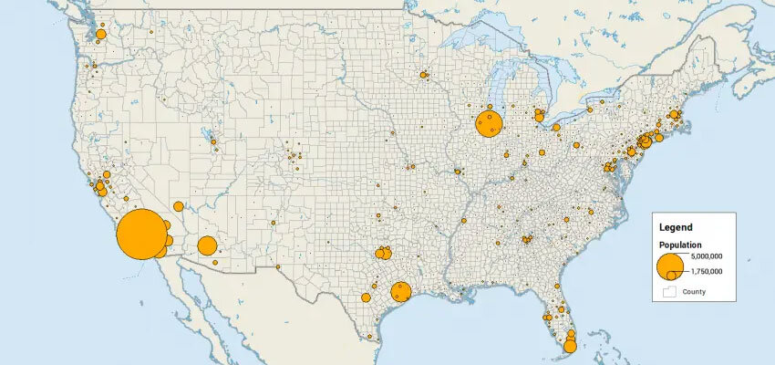 Dot Distribution vs Graduated Symbols Maps - GIS Geography