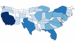 Density-equalizing cartogram