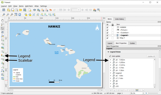 QGIS legend scalebar