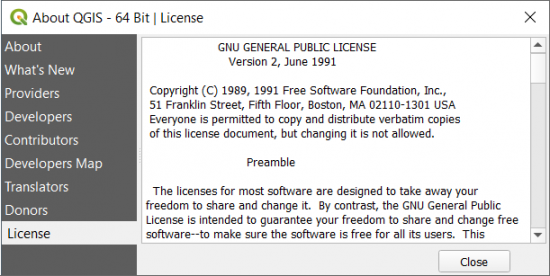 how to map qgis license