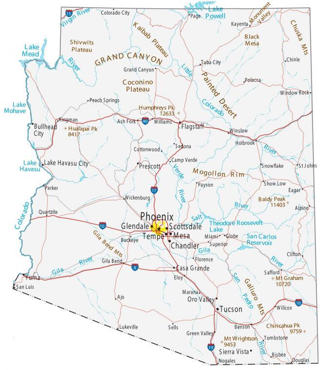 show me a map of arizona with cities Arizona Map Cities And Roads Gis Geography show me a map of arizona with cities