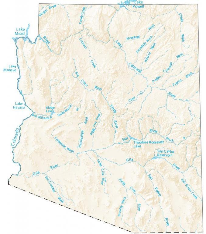 Arizona Rivers Lakes Map