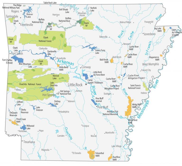 Arkansas State Map – Places and Landmarks