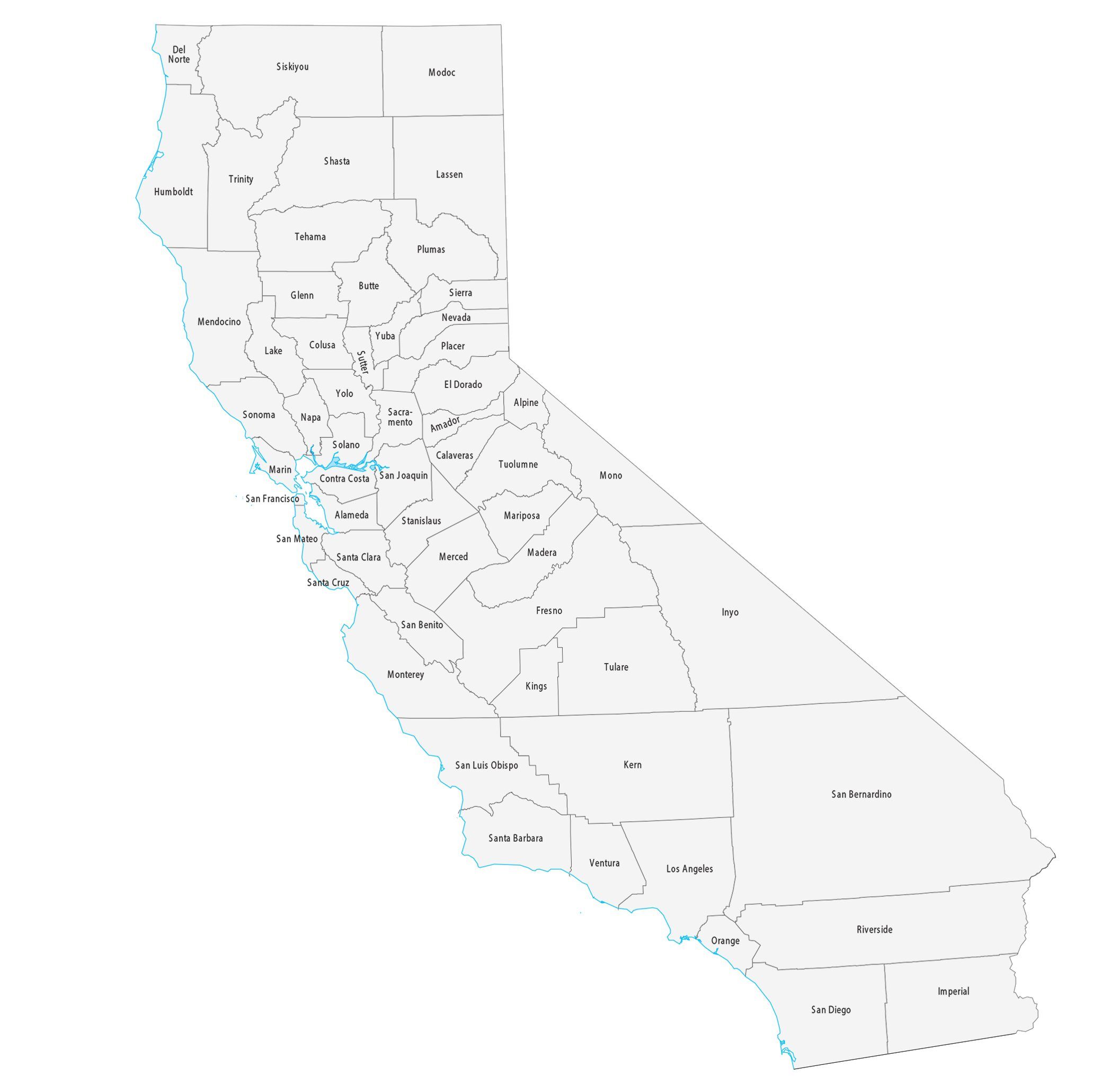 A Map Of California Counties Topographic Map Of Usa With States   California County Map 