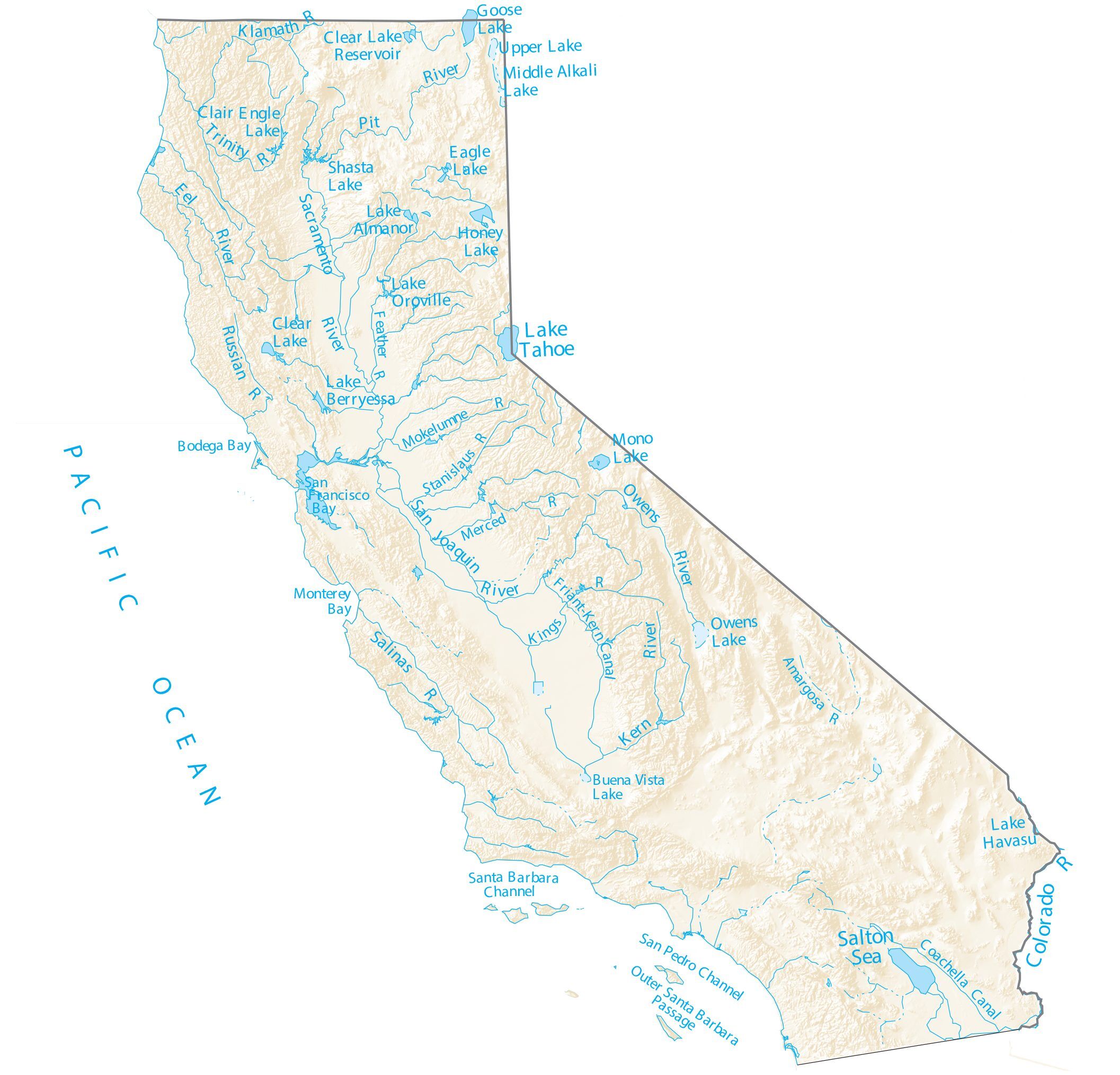 Maps Of California Lakes   California Rivers Lakes Map 