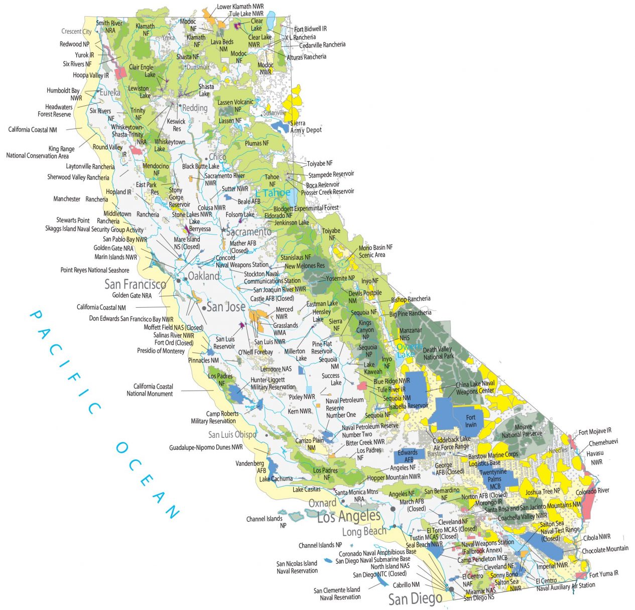 California Lakes and Rivers Map - GIS Geography