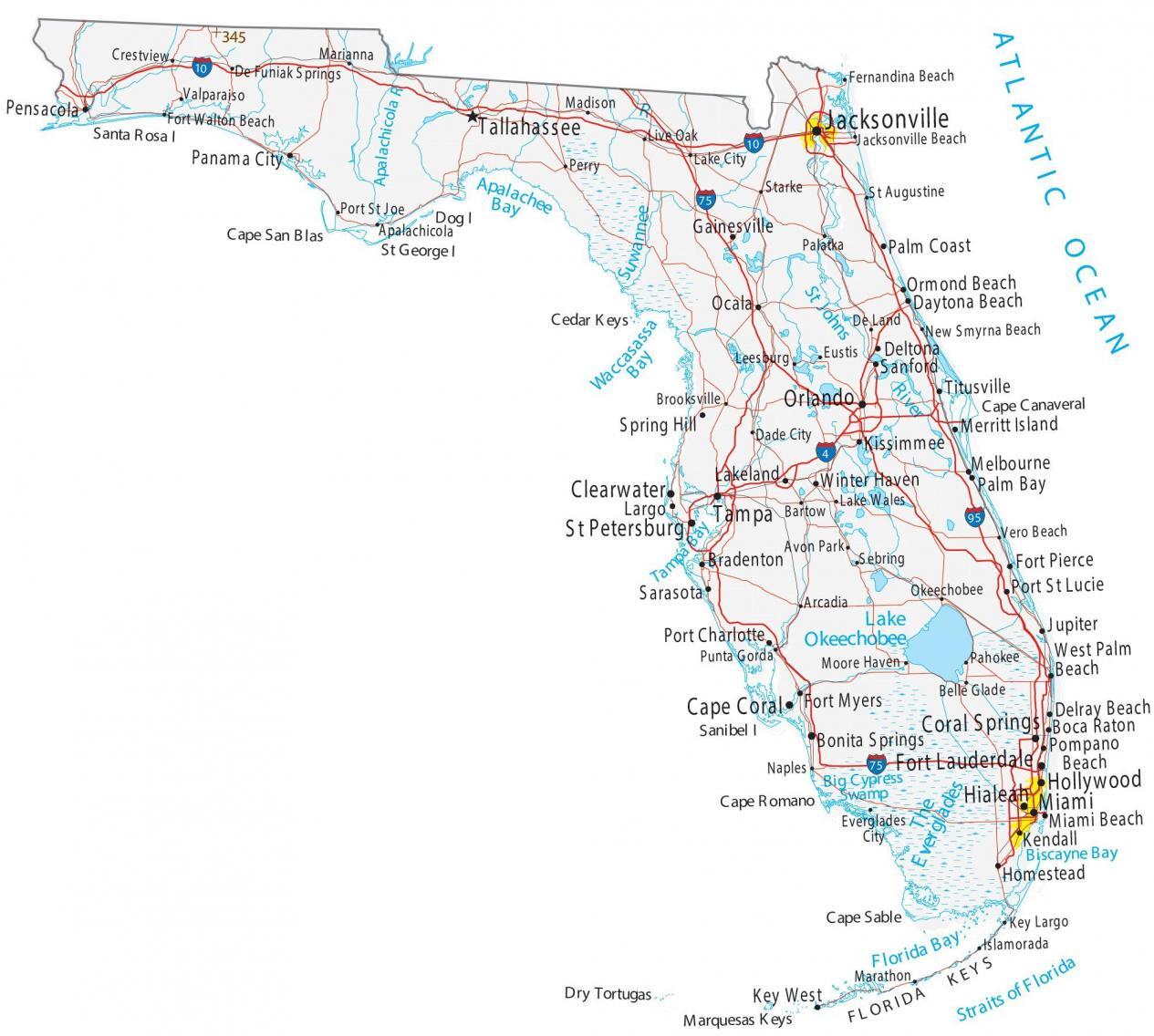 Florida Map With Towns - Karil Amelina