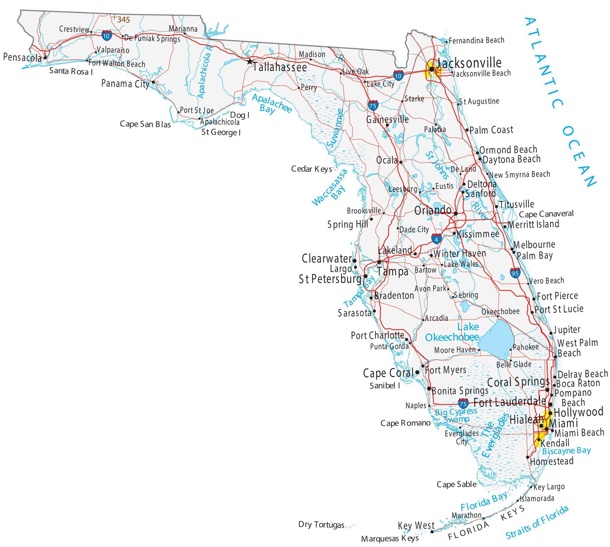 florida map with all cities Map Of Florida Cities And Roads Gis Geography florida map with all cities